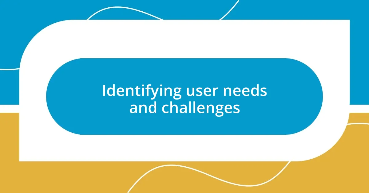 Identifying user needs and challenges